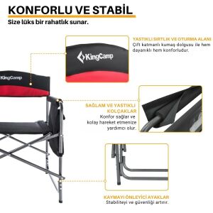 KingCamp Ash Comfort Katlanır Kamp Sandalyesi Red