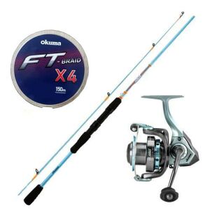 YekOutdoor Okuma Spin Seti - Okuma Alaris ALS-20 Olta Makinesi-Okuma Fuel Spin 2,44 cm 15-40 gr 2 Parça Spin Kamışı