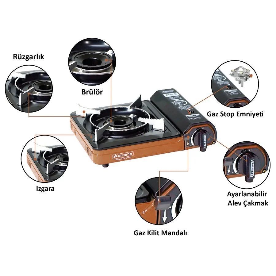 Orcamp Tekli Portatif Kamp Ocak Gaz Stop Emniyetli Taba