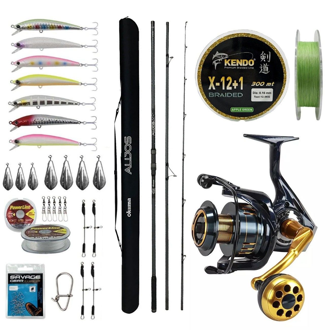 YekOutdoor Yüksek Performans Okuma Olta Seti Okuma Alijos Surf 435 cm 100+250 gr 3 Parça&Okuma Salina SA-6000HA Blue 6+1BB Olta Makinesi