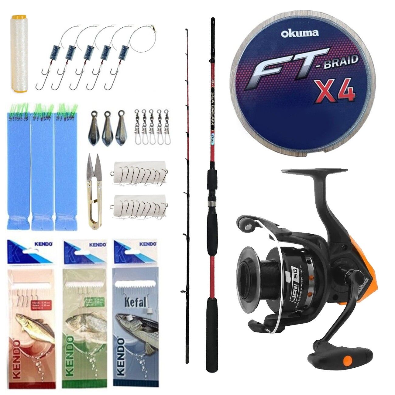 Yek Outdoor Tekne Oltası Seti Kendo Sea Bream 2.10m up to 150gr 2 Parça Olta Kamışı&Okuma JAW-65 3+1BB Olta Makinesi