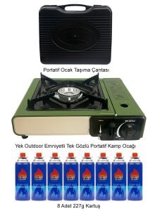 Yek Outdoor Tekli Portatif Çantalı Kamp Ocağı + 8 Adet Kartuş