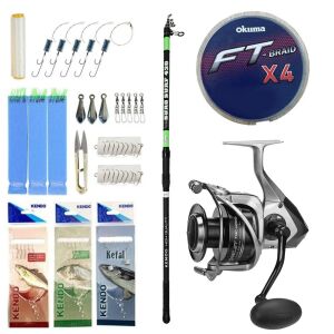 YekOutdoor Hazır Olta Seti Kendo Suro Surf 420cm 100-200gr Olta Kamışı&Okuma Tomcat TMC-6000 6+1bb Olta Makinesi