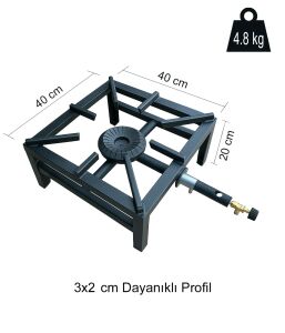 Yek Outdoor Yüksek Isılı Kare Volkan Ocak 40x40cm - Yer Ocağı Regülatörlü Set