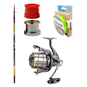 YekOutdoor Yüksek Performans Okuma Olta Seti Okuma Savant Surf 420 cm 4 Parça Surf Kamışı&Okuma Flite Surf FLS35-1500AY Gunsmoke 9+1BB Olta Makinesi