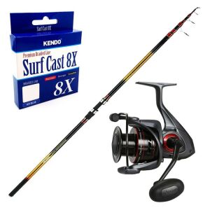 YekOutdoor Yüksek Kalite Hazır Olta Seti Okuma Savant Surf 420 cm 4 Parça Surf Kamışı&Okuma Ceymar C-8000A Dark Grey 7+1BB Olta Makinesi