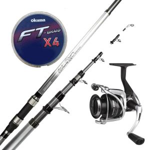 Yek Outdoor Hazır Olta Seti Okuma Wave Power Tele Surf 4.20 cm 100-200 gr 5 Parça Surf Kamışı&Okuma Safina SN-8000 1+1 bb Olta Makinesi