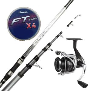 Yek Outdoor Hazır Olta Seti Okuma Wave Power Tele Surf 4.20 cm 100-200 gr 5 Parça Surf Kamışı&Okuma Safina SN-6000 1+1 bb Olta Makinesi