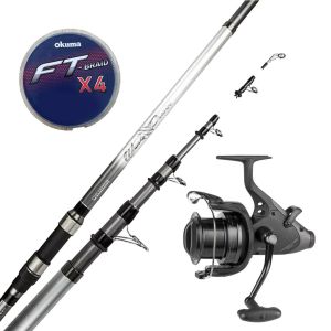 Yek Outdoor Yüksek Kalite Olta Seti Okuma Wave Power Tele Surf 4.20 cm 100-200 gr 5 Parça Surf Kamışı&Okuma Powerliner Pro PLP-8000 4+1bb Olta Makinesi