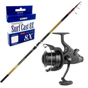 Yek Outdoor Yüksek Kalite Olta Seti Okuma Savant Surf 420 cm 4 Parça Surf Kamışı&Okuma Powerliner Pro PLP-8000 4+1bb Olta Makinesi