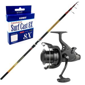 Yek Outdoor Yüksek Kalite Olta Seti Okuma Savant Surf 420 cm 4 Parça Surf Kamışı&Okuma Powerliner Pro PLP-8000 4+1bb Olta Makinesi