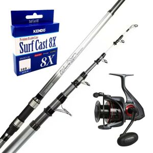 YekOutdoor Surf Olta Seti Okuma Wave Power Tele Surf 3.90 cm 100-200 gr 5 Parça Surf Kamışı&Okuma Ceymar C-8000A Dark Grey 7+1BB Olta Makinesi