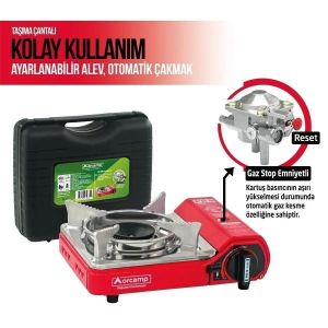 Orcamp Mini Çantalı Kamp Ocağı Kırmızı 4 Kartuşlu Set