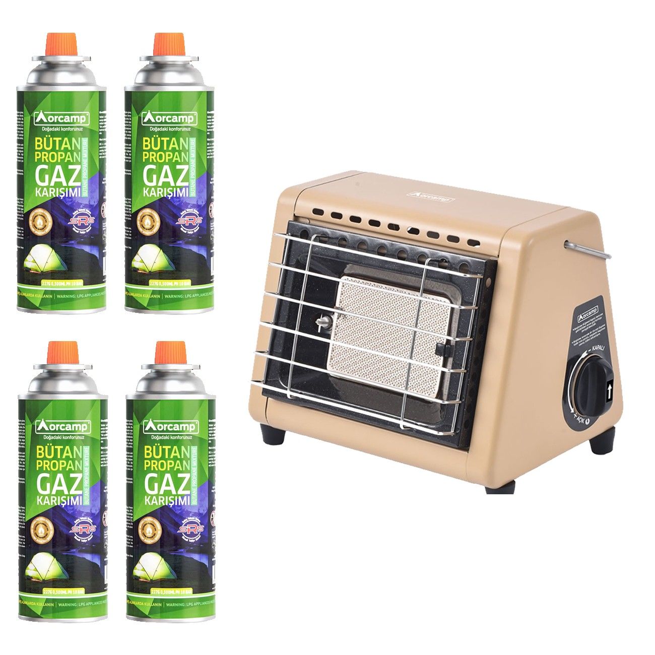 Orcamp Hota Portatif Soba Bej 4 Kartuşlu Set