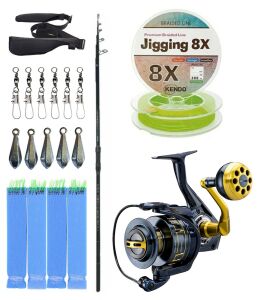 YekOutdoor Profesyonel Olta Seti Okuma Ceymar Tele surf 4.30M Surf Kamışı&Okuma Salina SA-8000A Blue 6+1BB Olta Makinesi