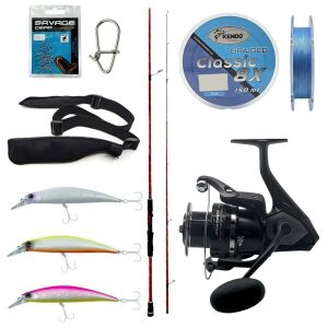 Yek Outdoor Spin Olta Seti Okuma Red Spin 9'2'' 279 cm 10-40 gr 2 Parça&Okuma Wave Power WP-3000A1 Olta Makinesi