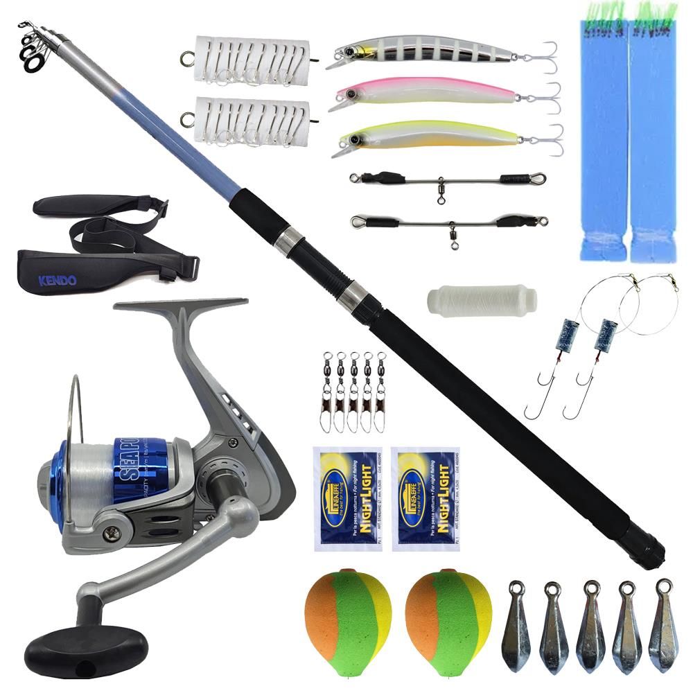 YekOutdoor Full Takım Olta Seti Kendo Elbe 3.50m 70-150gr Olta Kamışı&Kendo Sea Power 7000 Olta Makinesi