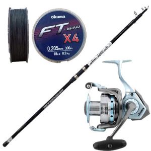 YekOutdoor Okuma Surf Kamışı Seti Okuma Aria Tele Surf 4,20 cm 100-250 gr Surf Kamışı & Okuma Alaris ALS-65 Olta Makinesi