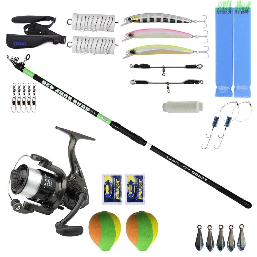 YekOutdoor Full Takım Olta Seti Kendo Suro Surf 420cm 100-200gr Teleskopik Olta Kamışı&Dam Nova 7000 FD 1BB 337M/0.40MM Olta Makinesi