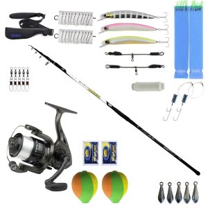 YekOutdoor Full Takım Olta Seti Kendo Azurro Surf 420cm 250 gr Teleskopik Olta Kamışı&Dam Nova 7000 FD 1BB 337M/0.40MM Olta Makinesi