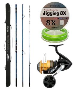 YekOutdoor Profesyonel Olta Seti Okuma Surfliner+ Surf 420cm 3 Parça Olta Kamışı&Shimano Makina Socorro 6000 SW