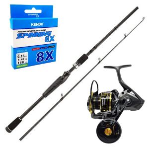 YekOutdoor Profesyonel Spin Seti Okuma Helios Air 2,70 cm 30-80 gr 2 Parça Spin Kamışı&Okuma Inspira ISX-4000XA1 Gunsmoke 8+1BB Olta Makinesi