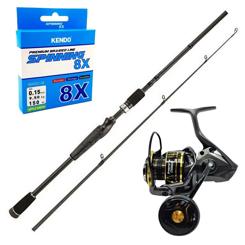 YekOutdoor Profesyonel Spin Seti Okuma Helios Air 2,70 cm 30-80 gr 2 Parça Spin Kamışı&Okuma Inspira ISX-C5000XA1 Gunsmoke 8+1BB Olta Makinesi
