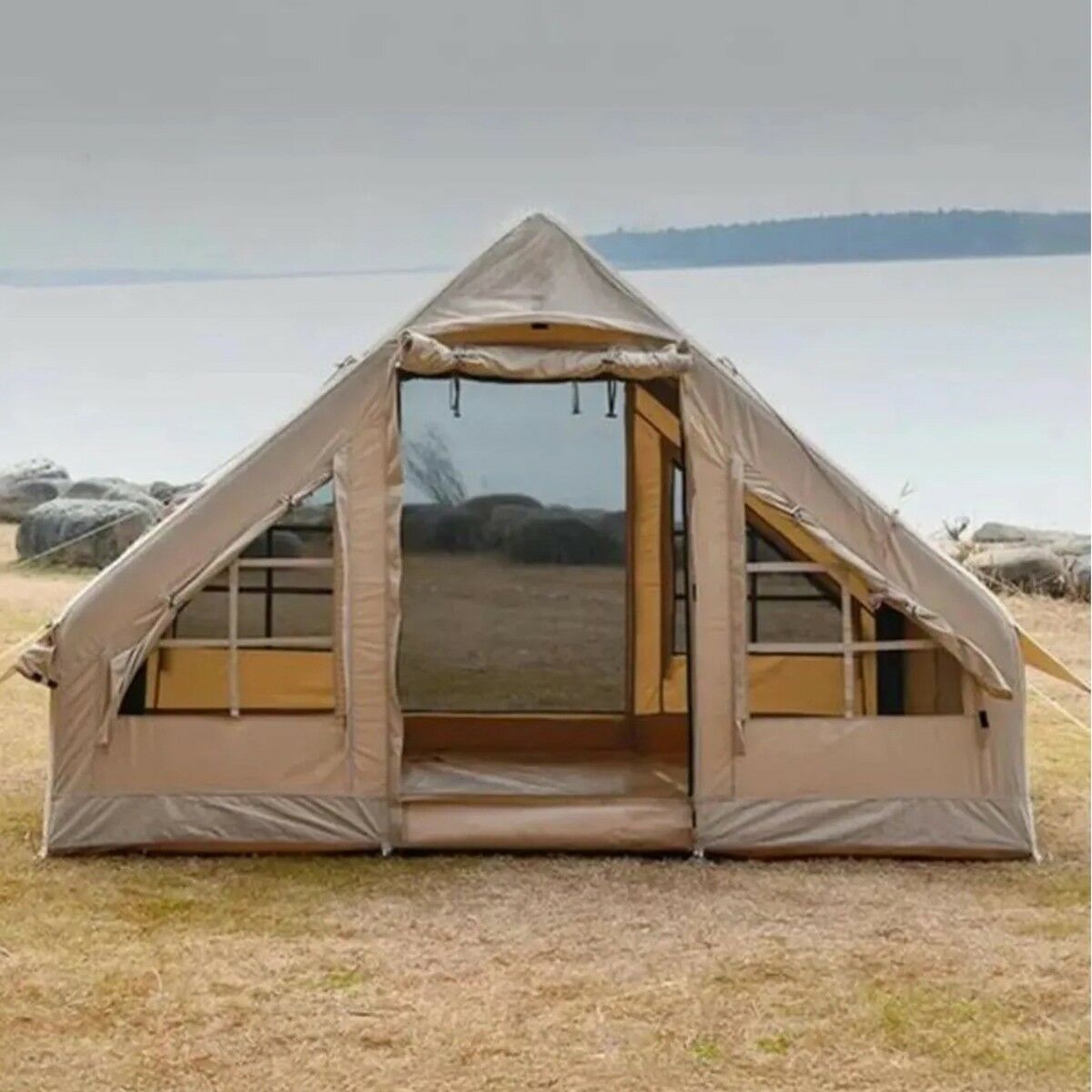 YekOutdoor Dört Mevsim Su Geçirmez 6 Kişilik Lüks Şişme Kamp Çadırı 300x210x190cm