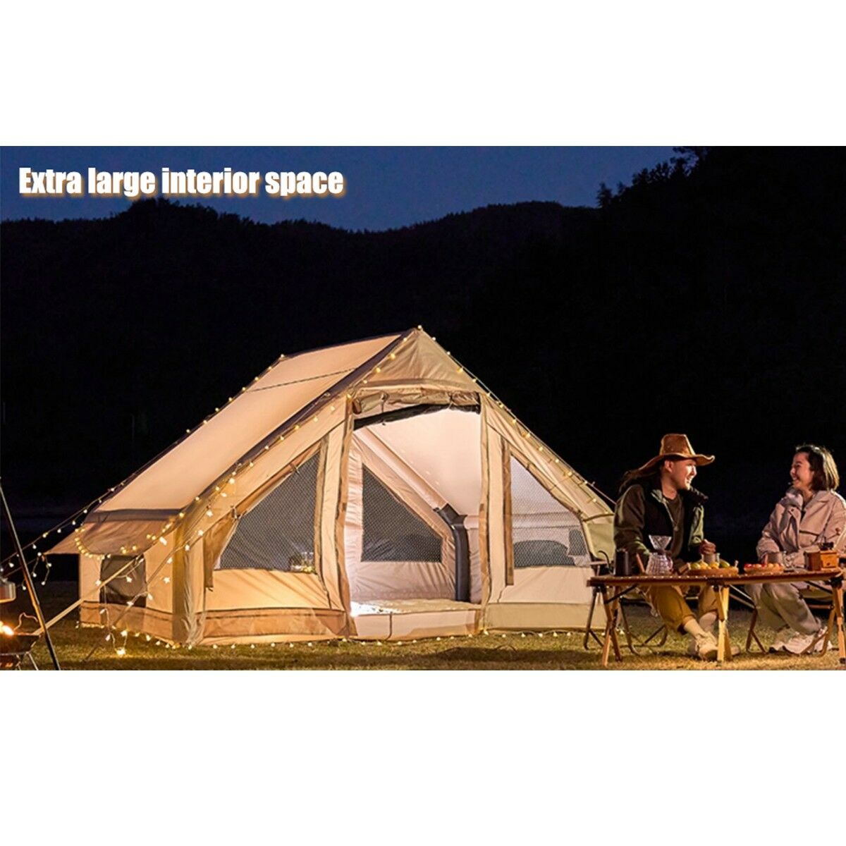 YekOutdoor Dört Mevsim Su Geçirmez 6 Kişilik Lüks Şişme Kamp Çadırı 300x210x190cm