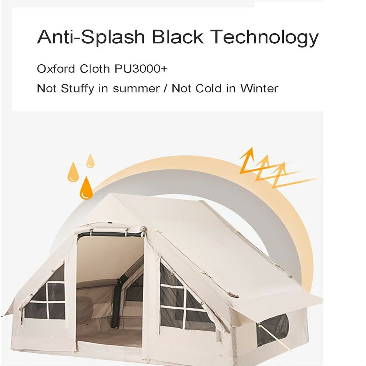 YekOutdoor Dört Mevsim Su Geçirmez 6 Kişilik Lüks Şişme Kamp Çadırı 300x210x190cm