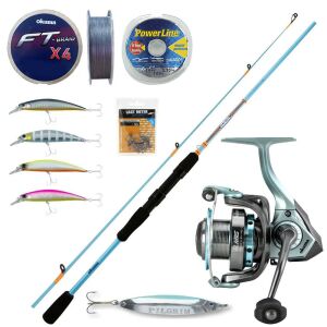 YekOutdoor Okuma Spin Seti - Okuma Alarıs ALS-30 Olta Makinesi-Okuma Fuel Spin 2,44 cm 15-40 gr 2 Parça Spin Kamışı