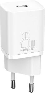 Baseus Super Si Power Delivery 25W USB-C & USB-C Kablo ve Hızlı Şarj Cihazı Seti, Beyaz