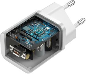 Baseus Super Si Power Delivery 25W USB-C & USB-C Kablo ve Hızlı Şarj Cihazı Seti, Beyaz
