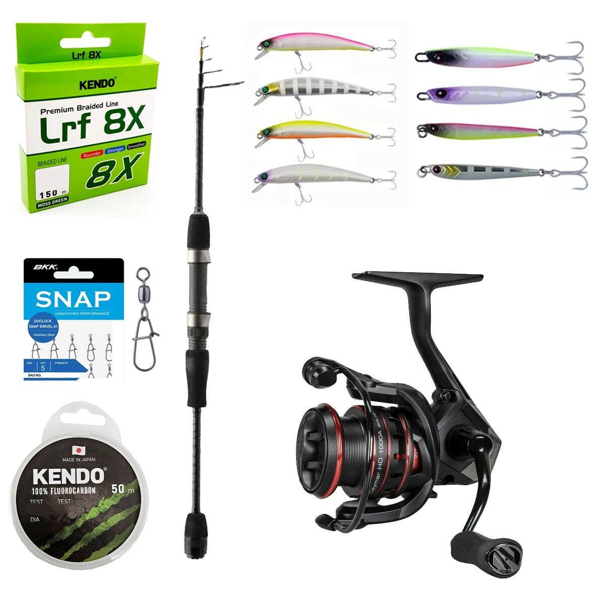 YekOutdoor Profesyonel LRF Seti Okuma Lrf Tele Spin 225cm 1-9 gr Kamış&Okuma Ceymar Matt Black Olta Makinesi