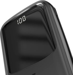 Baseus Q Pow, Powerbank, Siyah, Pil Kapasitesi: 10.000 mAh, 3 A, Dijital LCD Ekranlı/Göstergeli,Lightning, Çift USB Girişi, Taşınabilir Şarj Aleti, LCD Display