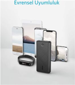 Anker A1363 PowerCore Select 20000 mAh Taşınabilir Hızlı Şarj Cihazı, PowerIQ 2.0 18W Çift Çıkışlı, Siyah
