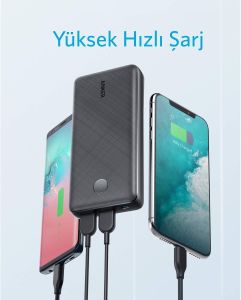 Anker A1363 PowerCore Select 20000 mAh Taşınabilir Hızlı Şarj Cihazı, PowerIQ 2.0 18W Çift Çıkışlı, Siyah