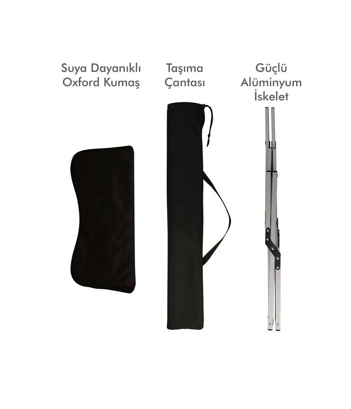 Yek Outdoor Portatif Alüminyum Katlanır Kamp Sadalyesi Siyah