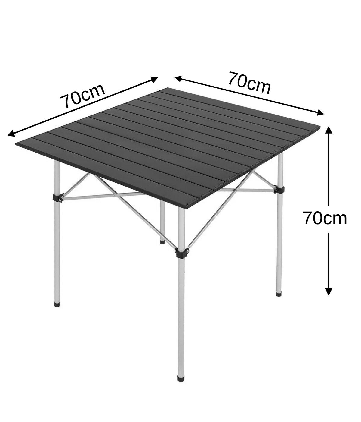 Yek Outdoor Portatif Alüminyum Katlanır Kare Kamp Masası 70x70x70 Siyah