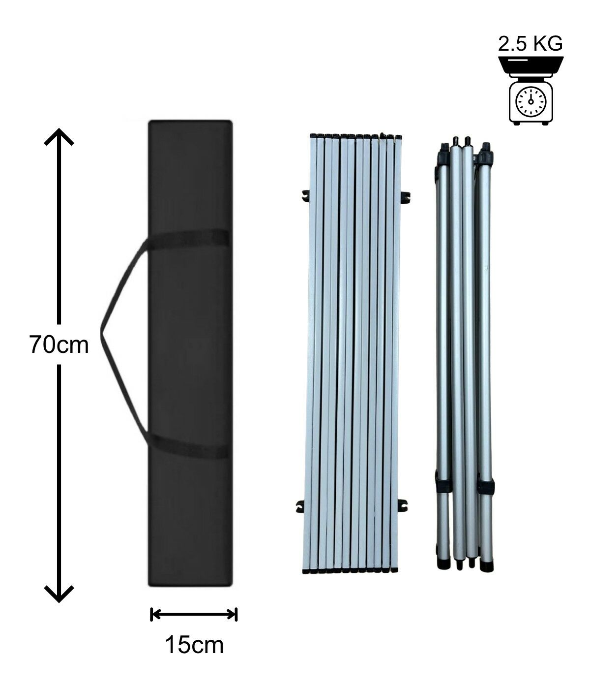 Yek Outdoor Portatif Alüminyum Katlanır Kare Kamp Masası 70x70x70 Siyah