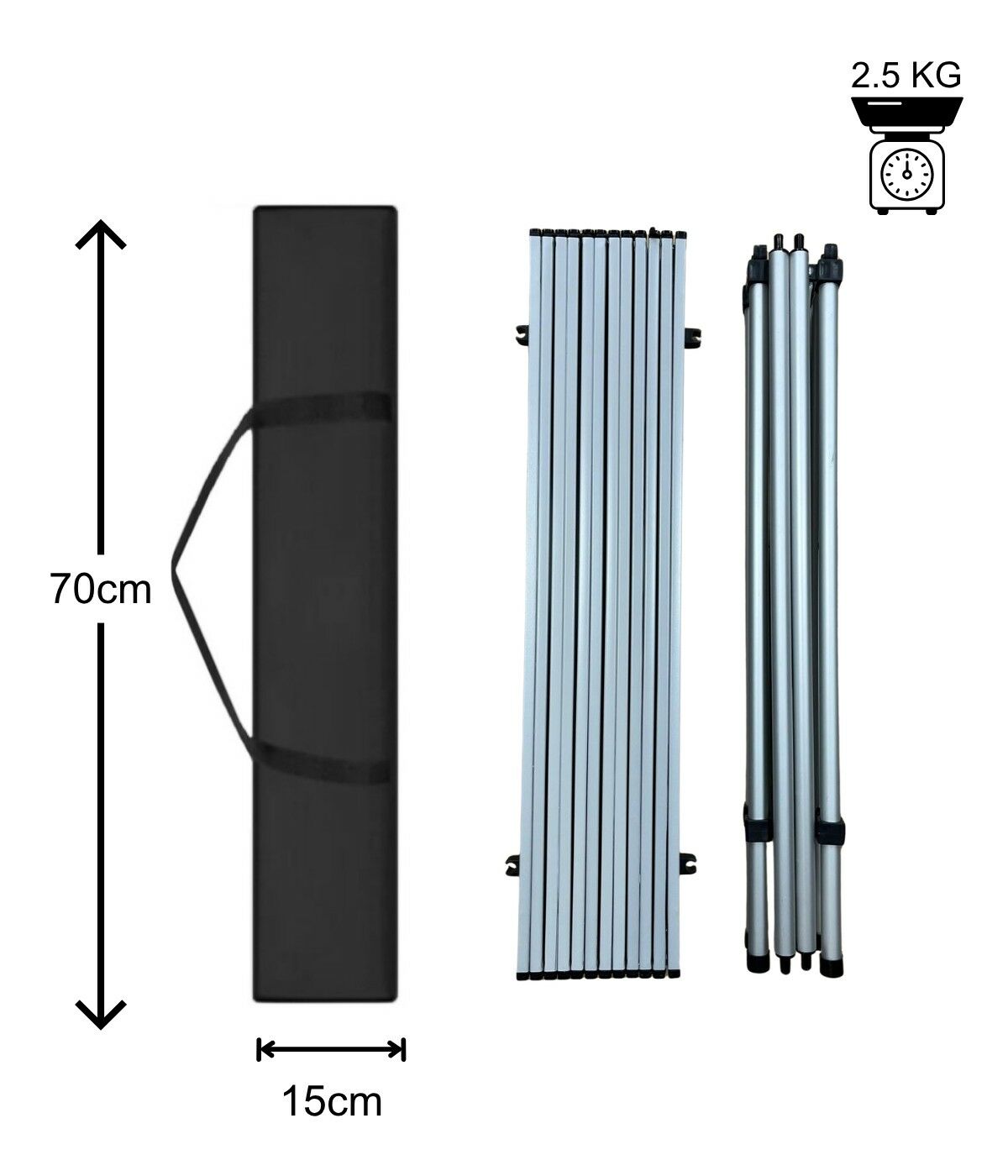 Yek Outdoor Portatif Alüminyum Katlanır Kare Kamp Masası 70x70x70 Gri