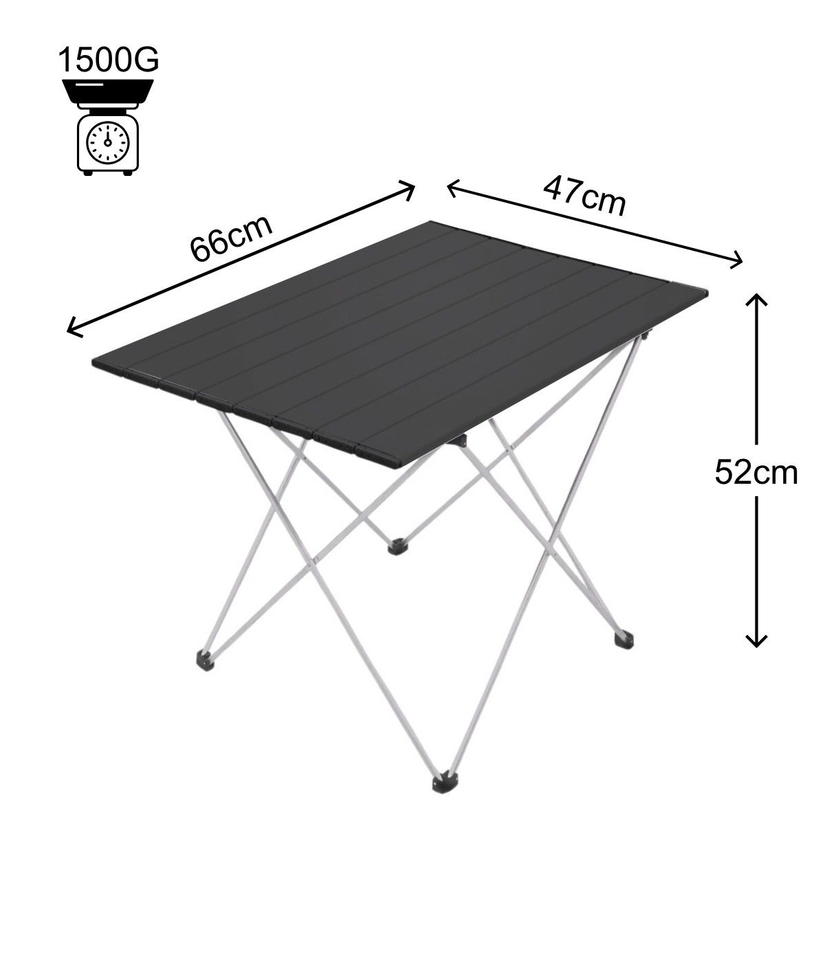Yek Outdoor Portatif Alüminyum Katlanır Eko Kamp Masası Büyük  66x47x52cm Siyah