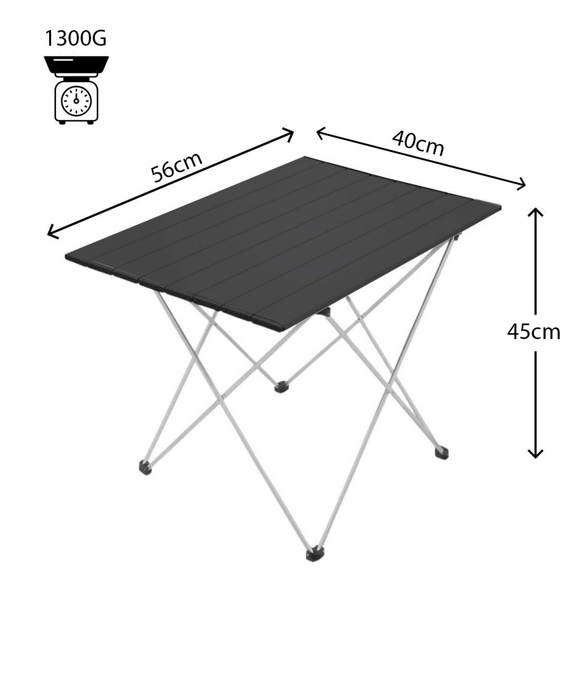 Yek Outdoor Portatif Alüminyum Katlanır Eko Kamp Masası Küçük 56x40x45cm Siyah