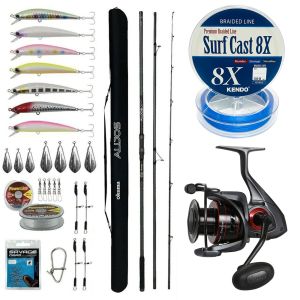 YekOutdoor Yüksek Performans Okuma Olta Seti Okuma Alijos Surf 435 cm 100+250 gr 3 Parça&Okuma Ceymar C-8000A Olta Makinesi