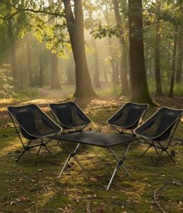 Yek Outdoor 4 Kişilik Kamp Masası ve Sandalye Seti - Siyah