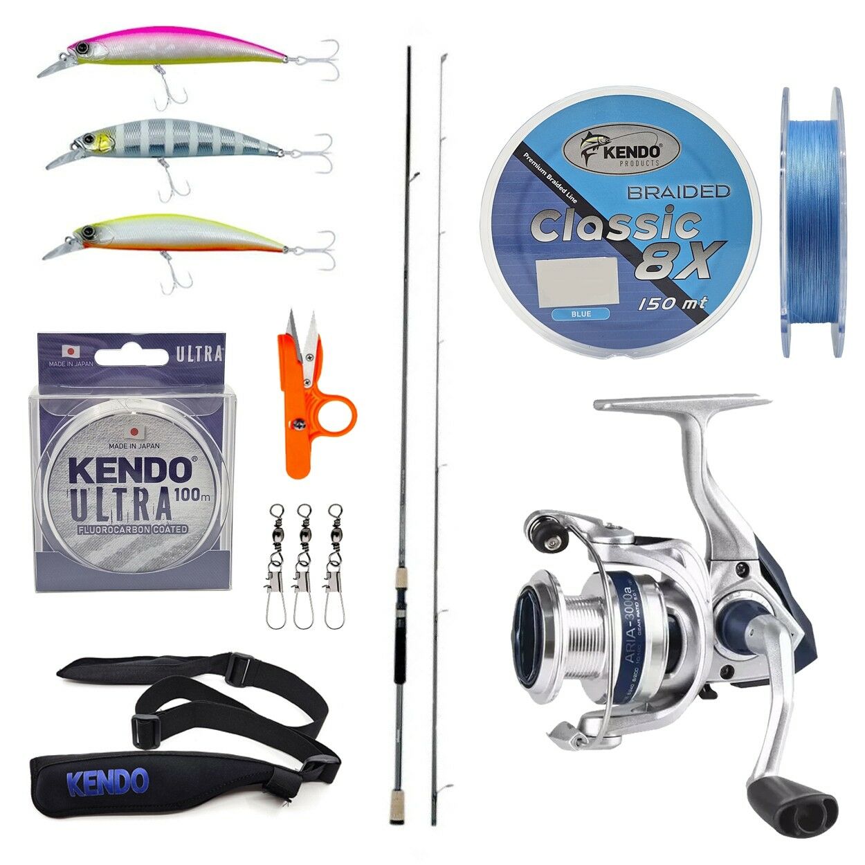 YekOutdoor Spin Olta Seti Okuma Azaki Spin 274 cm 12-35 gr 2 Parça Spin Kamışı&Okuma ARIA-3000a Painting Silver 1BB Olta Makinesi