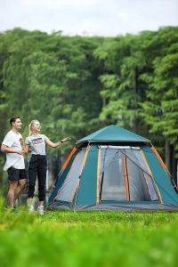 Yek Outdoor 6 Kişilik Tam Otomatik Tenteli Kamp Çadırı- 3 Adet 0°Uyku Tulumu-Şişme Yatak