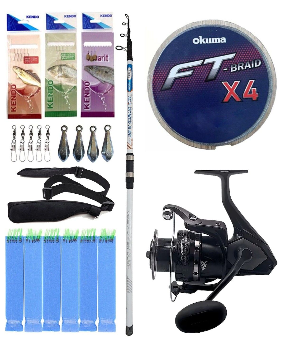 Yek Outdoor Surf Olta Seti Kendo Sea Power Surf 4.20m 100-250gr Olta Kamışı&Okuma Wave Power WP-6000A1 Olta Makinesi