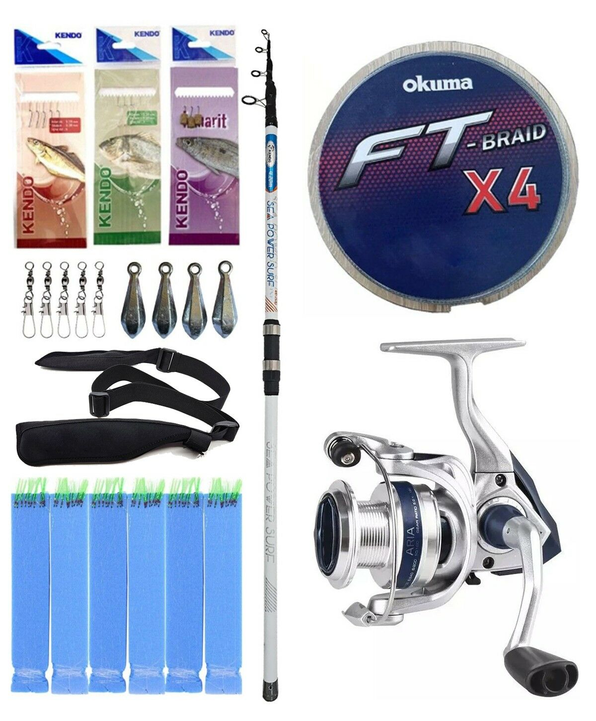 Yek Outdoor Surf Olta Seti Kendo Sea Power Surf 4.20m 100-250gr Olta Kamışı&Okuma ARIA-5000a 1BB Olta Makinesi