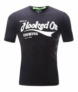 BKK Hooked On Fishing Siyah Tişört